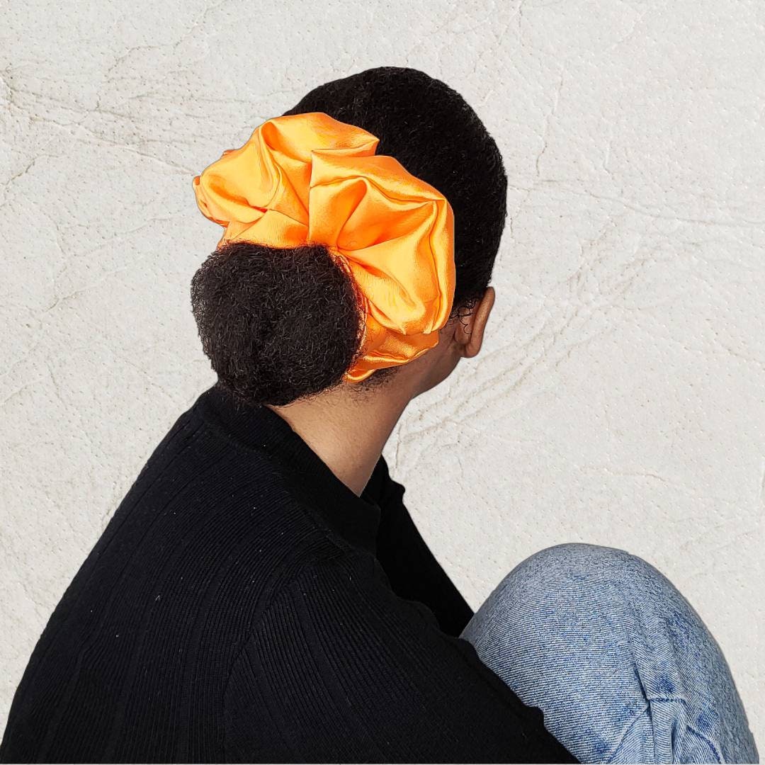 Orange Satin Hair Scrunchies