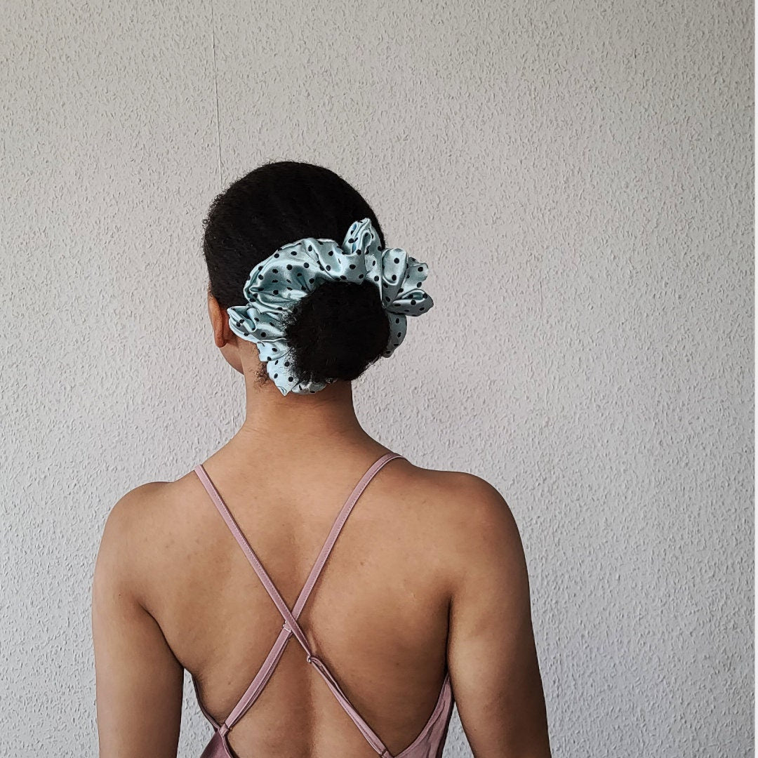 Polka Dots Satin Hair Scrunchie