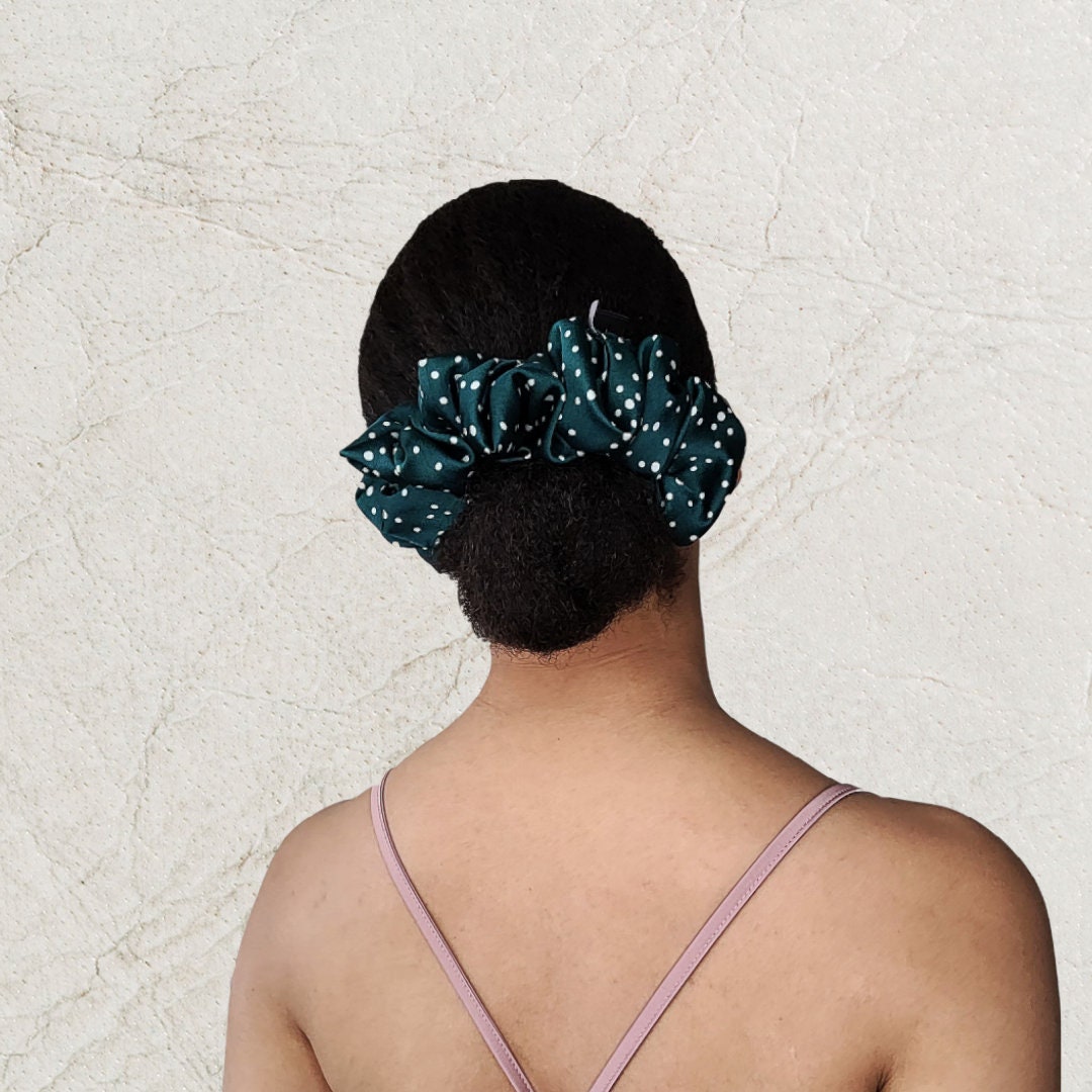 Polka Dots Satin Hair Scrunchie