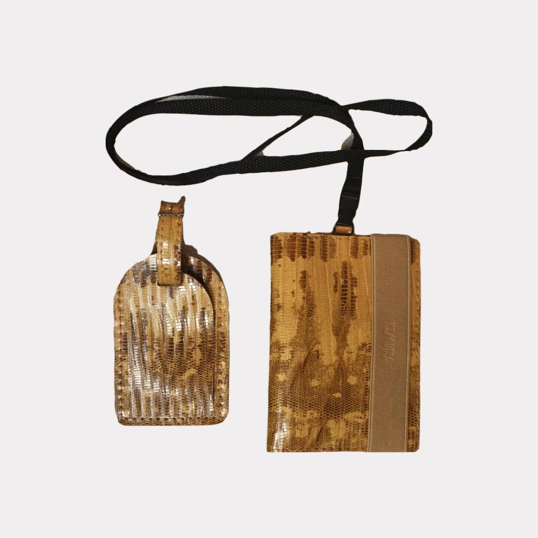 Brown Vinyl Passport Holder with detachable strap