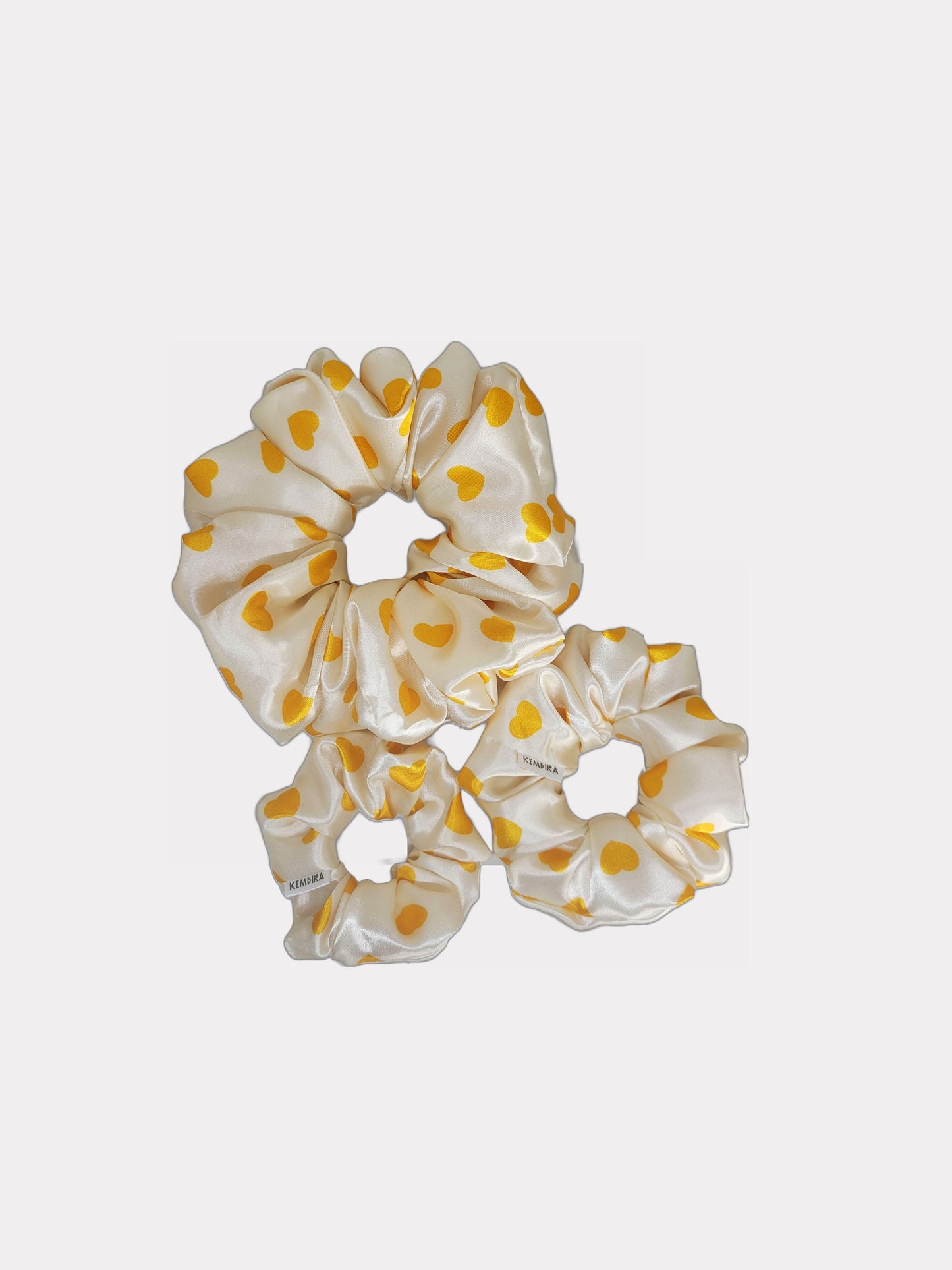 Heart Print Satin Hair Scrunchie