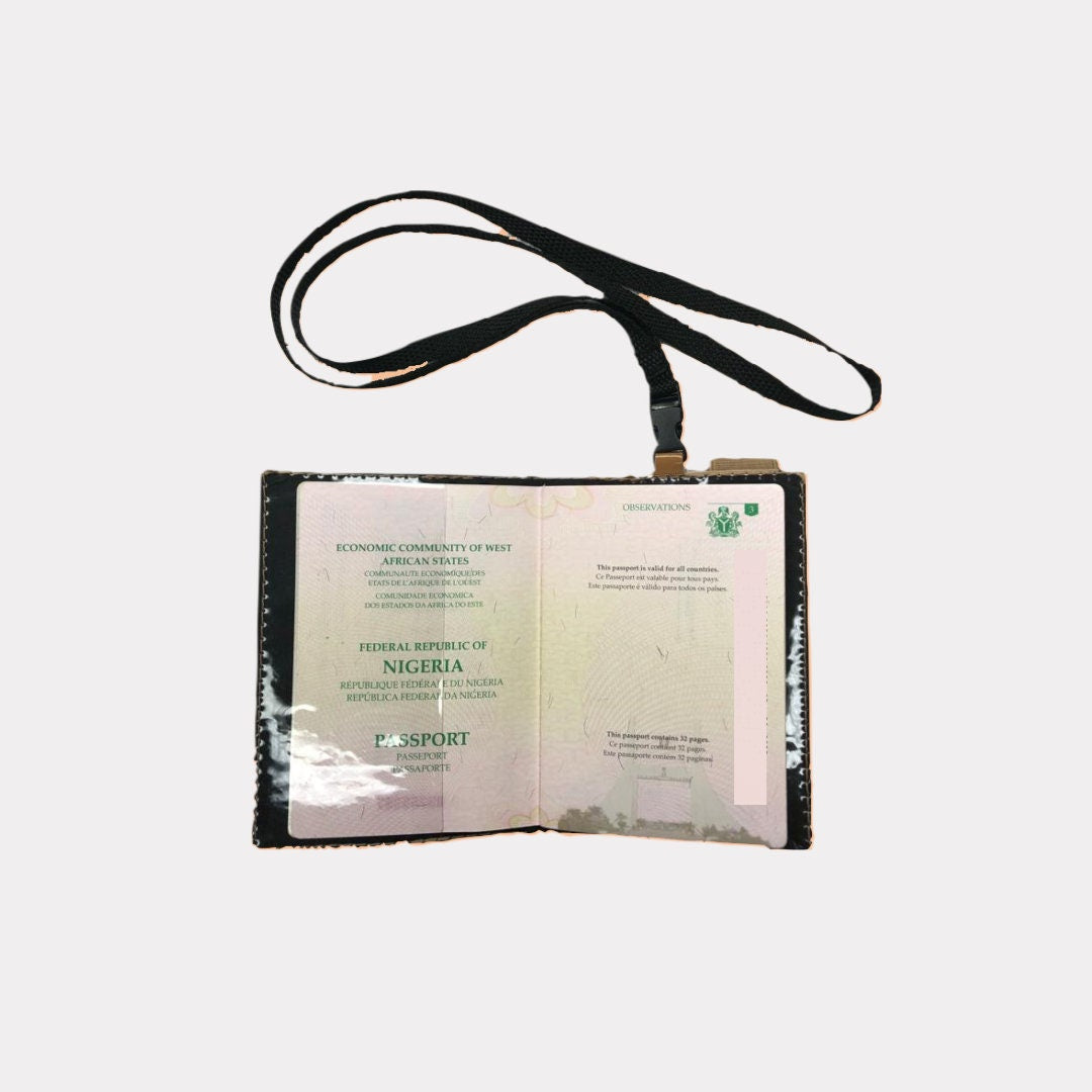 Brown Vinyl Passport Holder with detachable strap