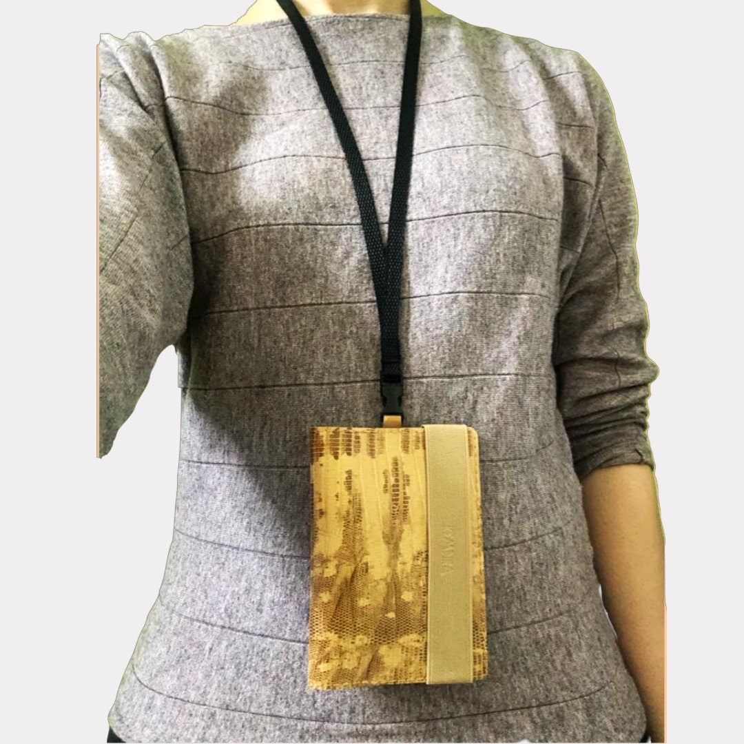 Brown Vinyl Passport Holder with detachable strap