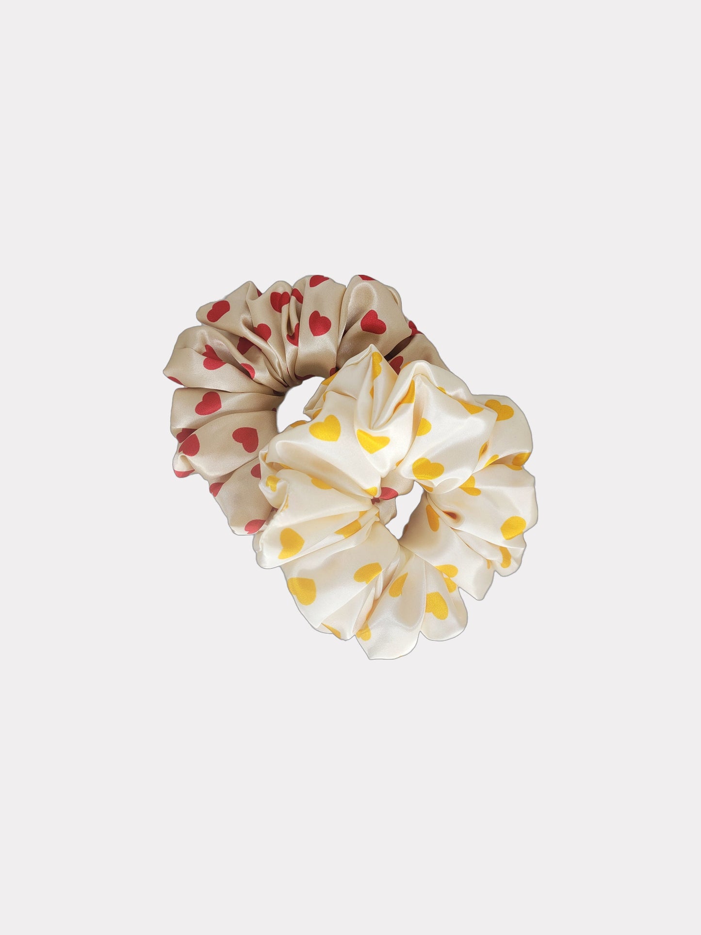 Heart Print Satin Hair Scrunchie
